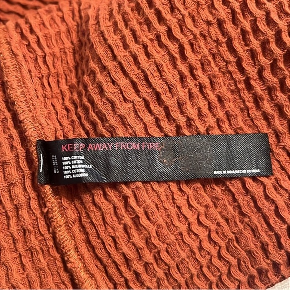 Free People Waffle Knit Oversized Button Front Cardi Tunic Copper - Picture 12 of 13